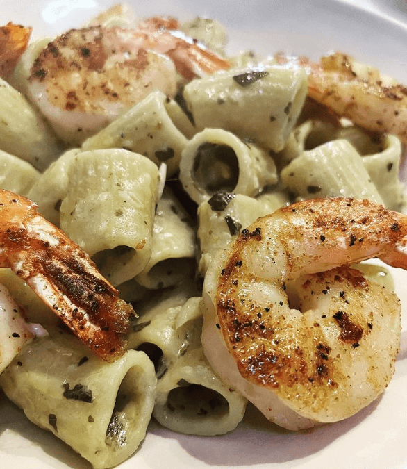 Lemon Pesto with Grilled Shrimp